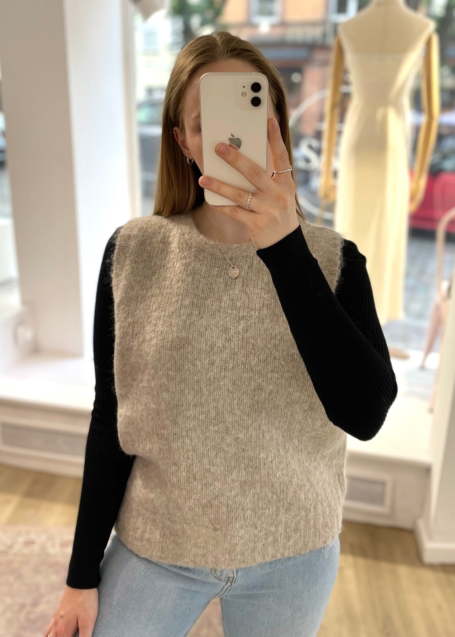 Taupefarbener Strickpullunder
