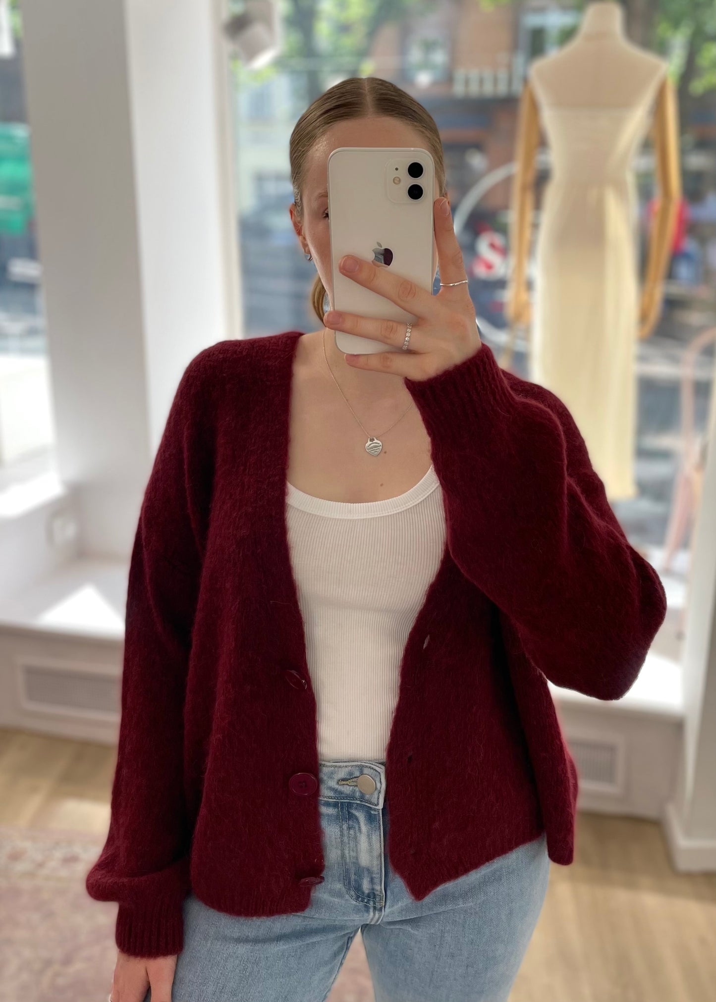 Basic Cardigan weinrot