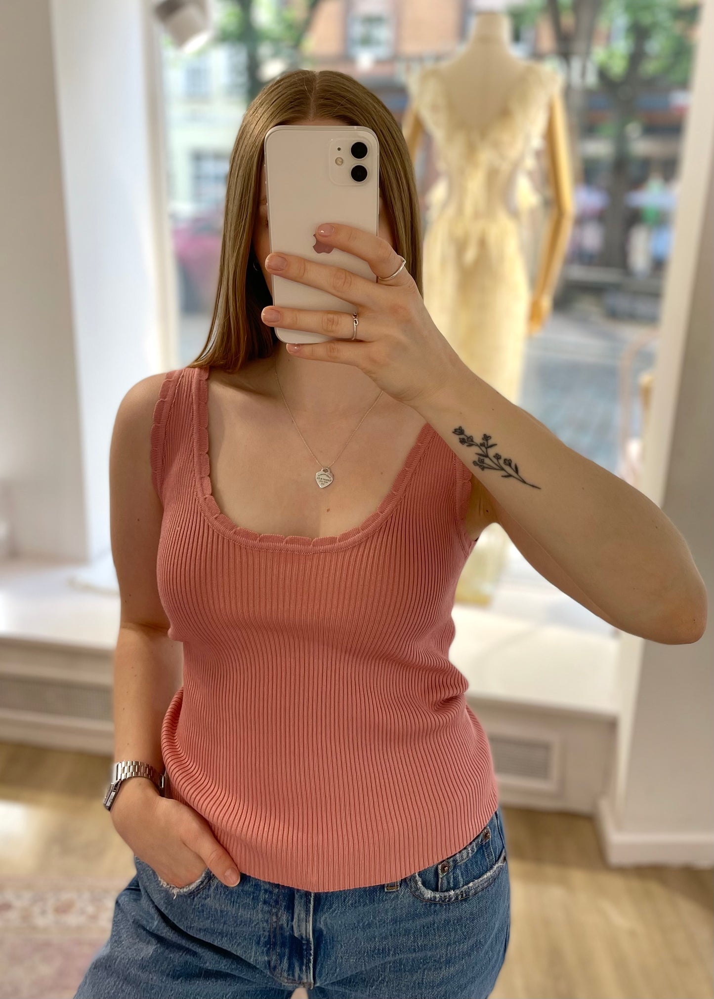 Geripptes Basictop altrosa