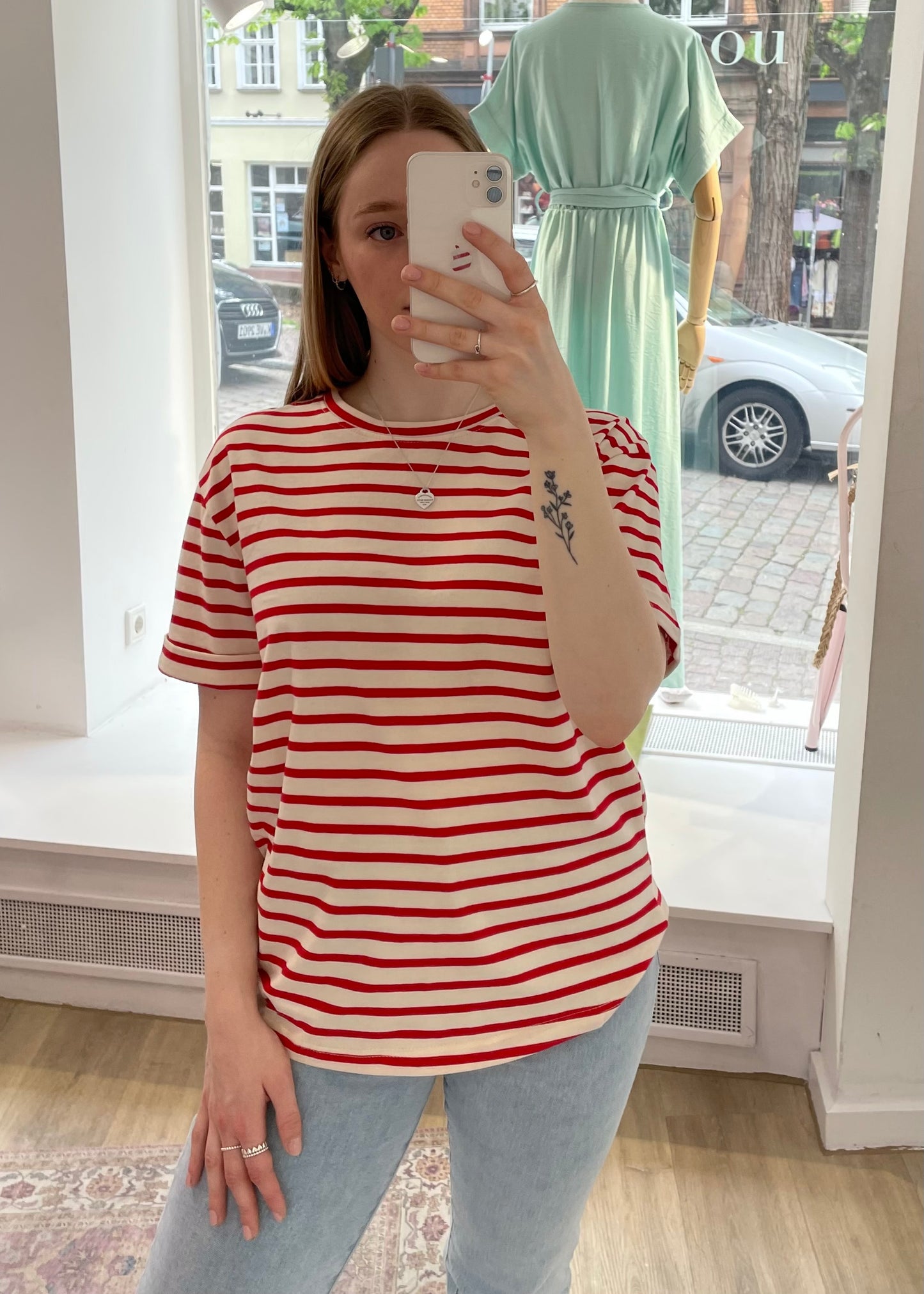 Tshirt „Amelie“ rot-beige