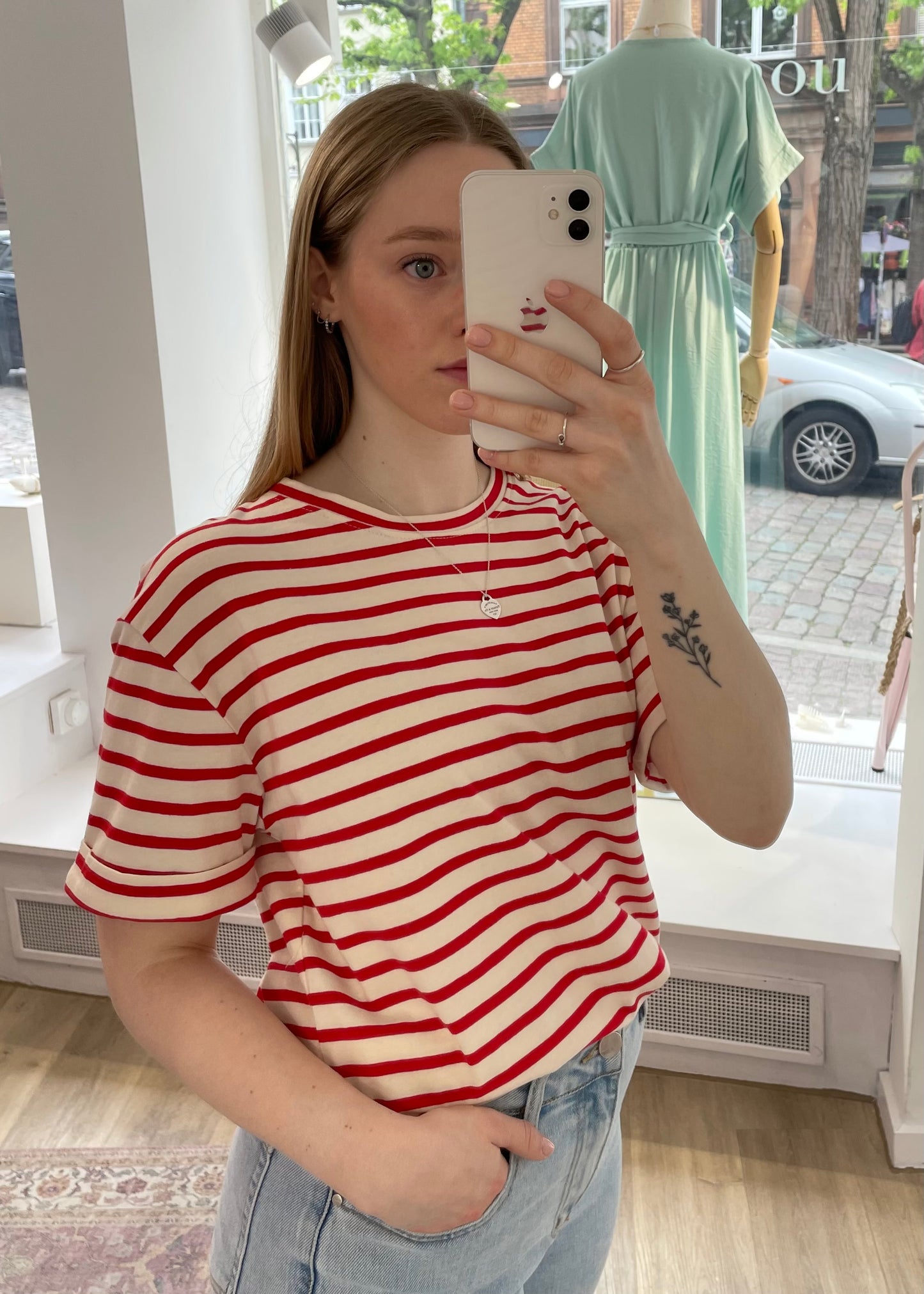 Tshirt „Amelie“ rot-beige