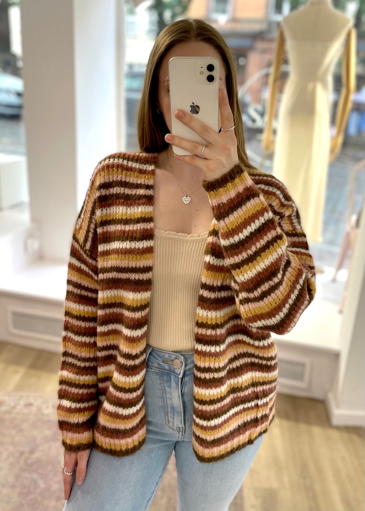 Cardigan braun gestreift
