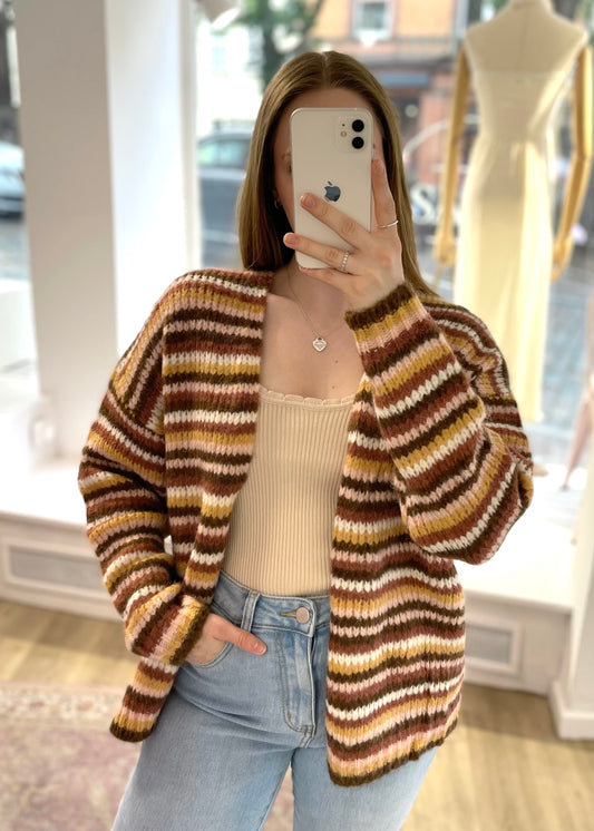 Cardigan braun gestreift