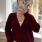 Basic Cardigan weinrot