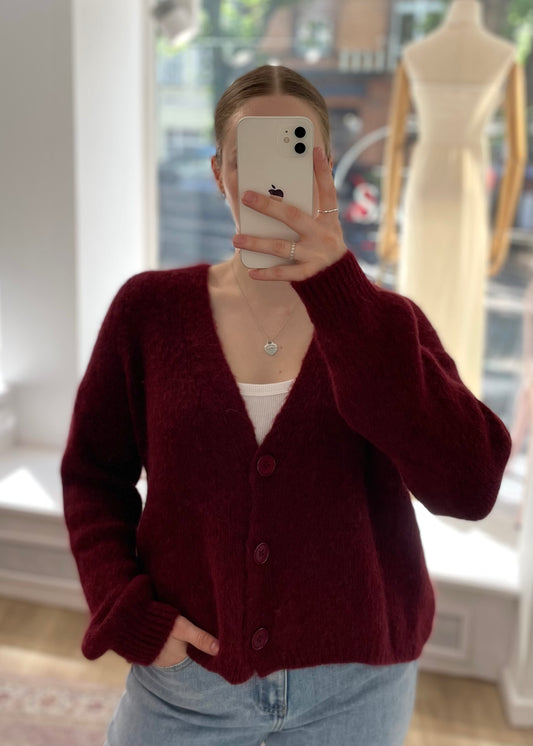 Basic Cardigan weinrot