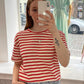 Tshirt „Amelie“ rot-beige