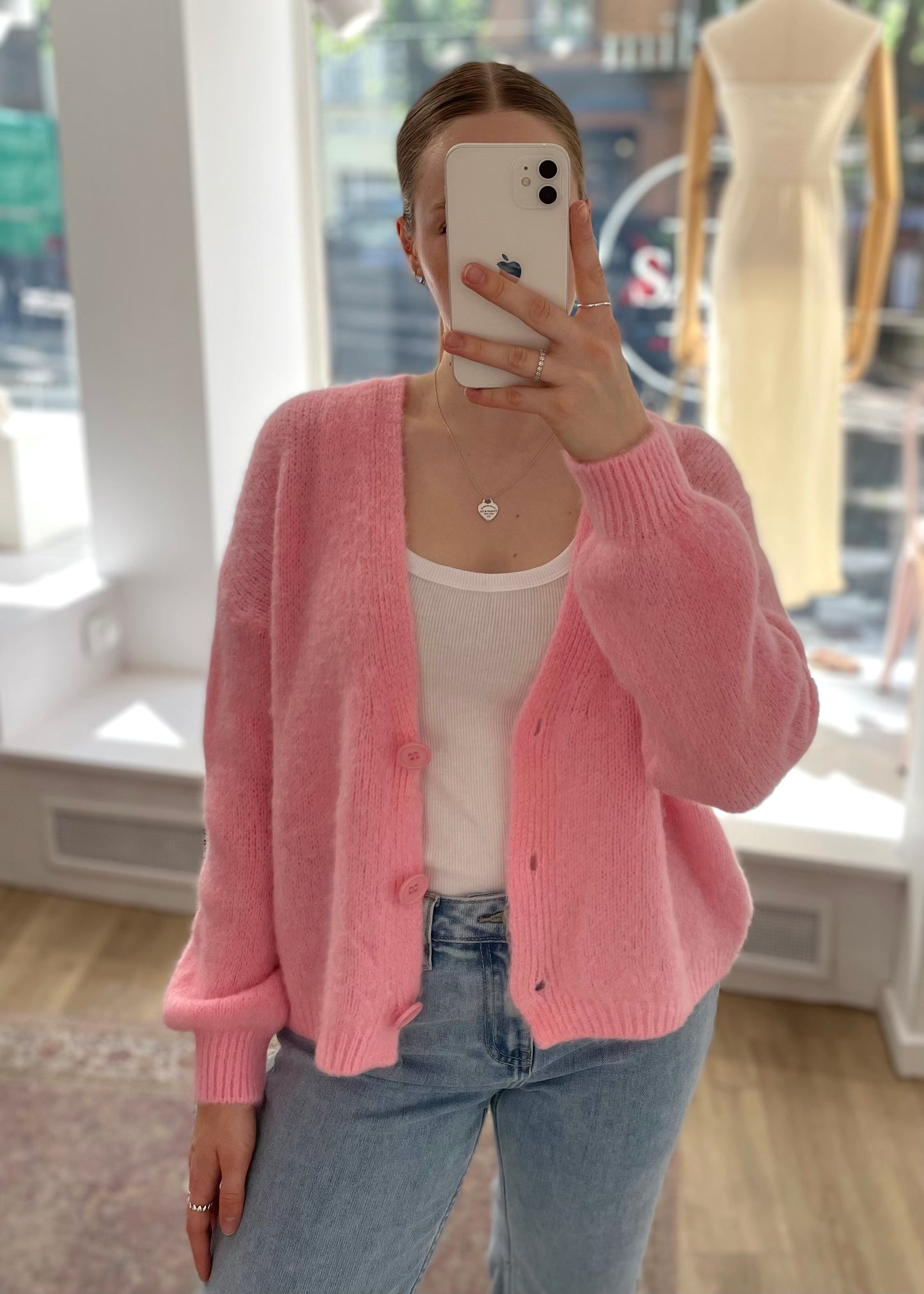 Basic Cardigan hellrosa