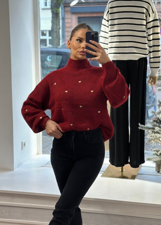 Festlicher Pullover „Golden“ rot