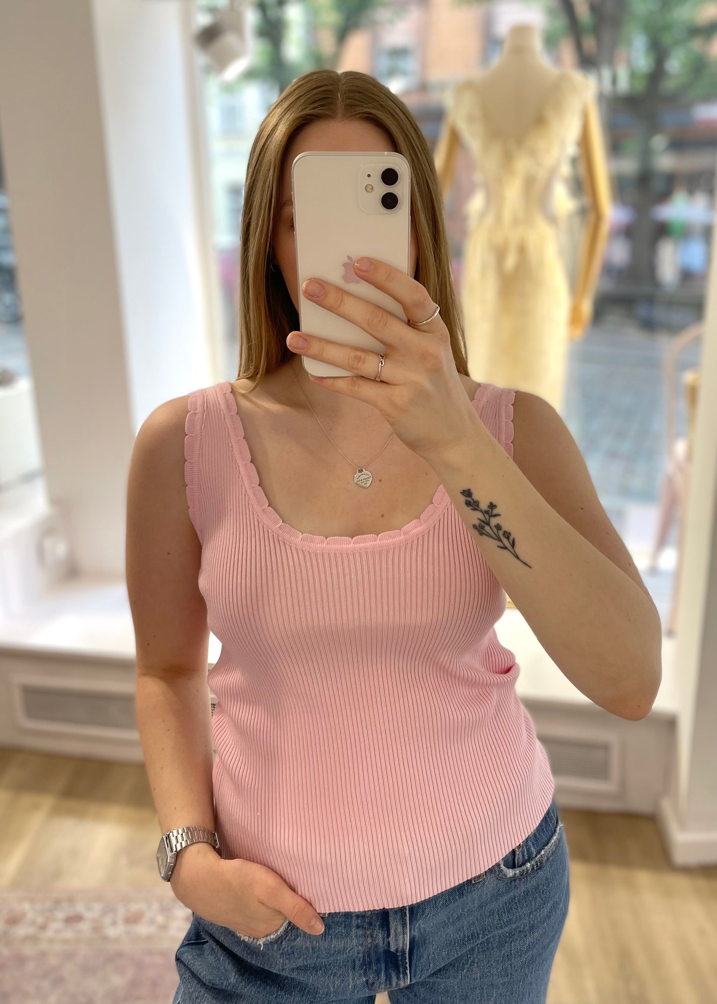 Geripptes Basictop hellrosa