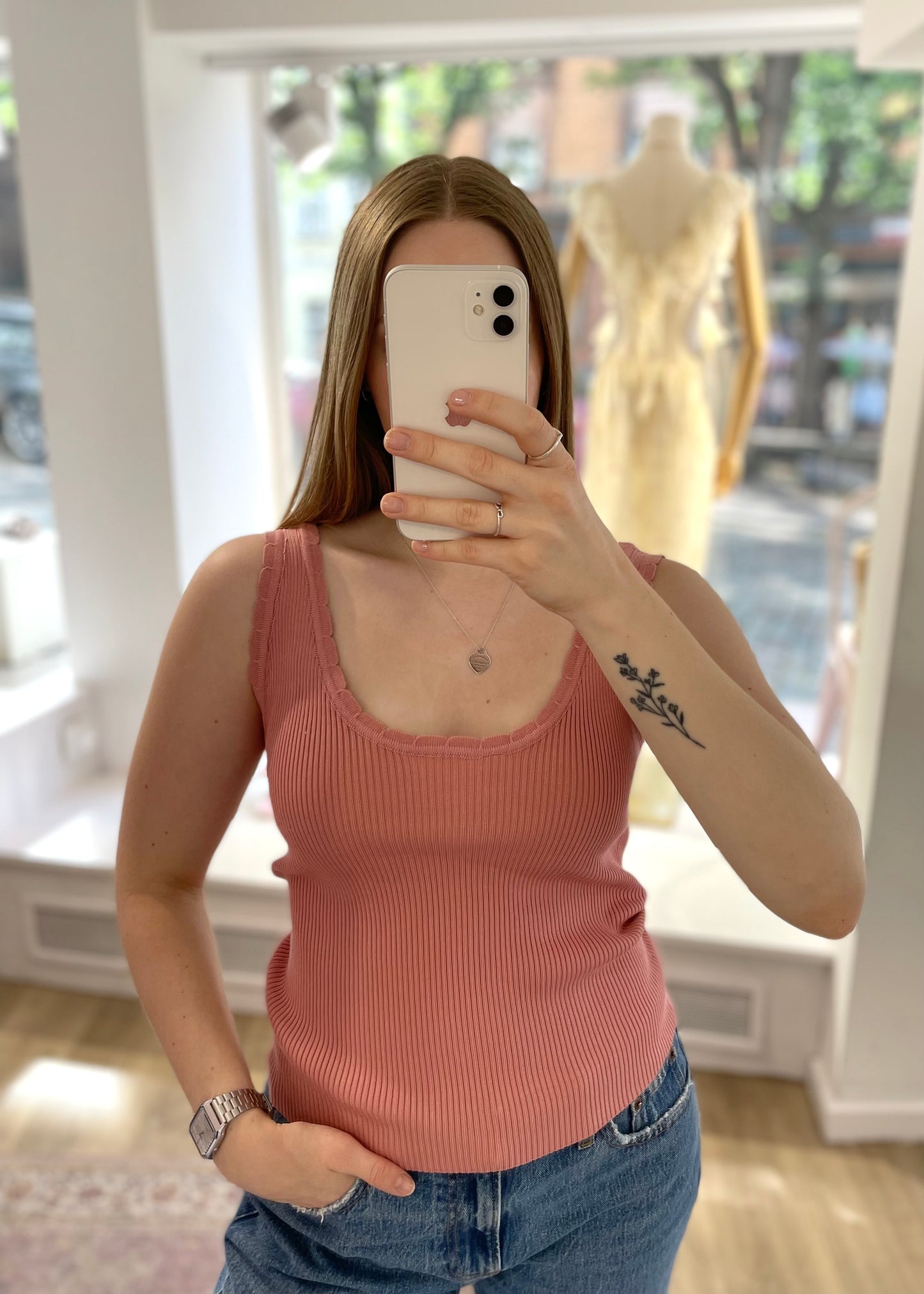 Geripptes Basictop altrosa