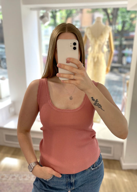 Geripptes Basictop altrosa