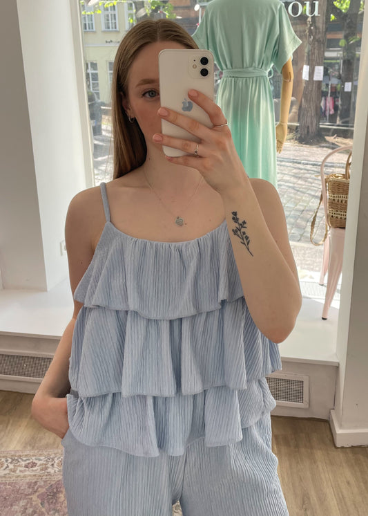 Plissiertes Top hellblau