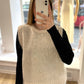 Cremefarbener Strickpullunder