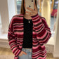 Cardigan weinrot gestreift