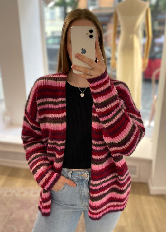Cardigan weinrot gestreift